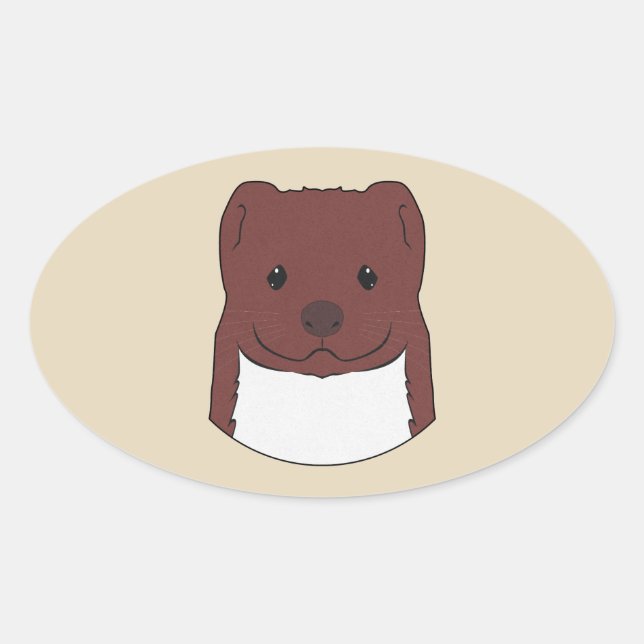 Weasel Face Oval Sticker (Front)