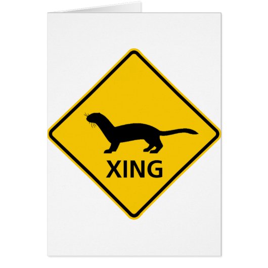 Weasel / Ferret Crossing Highway Sign Cards (Front)