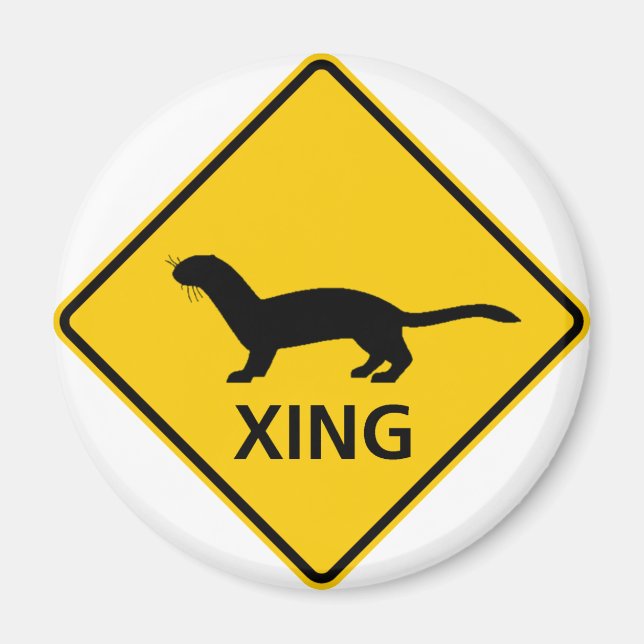 Weasel / Ferret Crossing Highway Sign Magnet (Front)