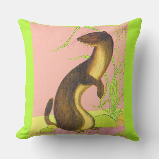 weasel print throw pillow (Front)