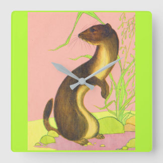 weasel square wall clock