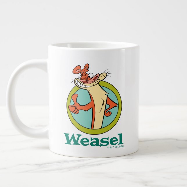 Weasel Thumbs Up Character Graphic Giant Coffee Mug (Left)