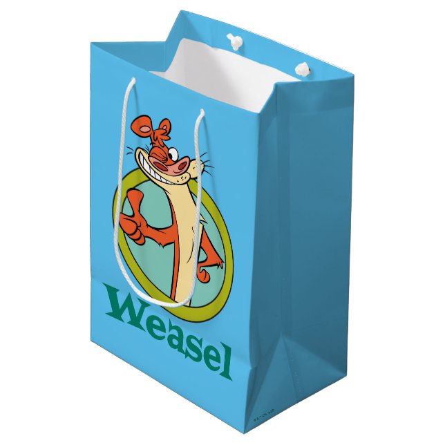 Weasel Thumbs Up Character Graphic Medium Gift Bag (Front Angled)