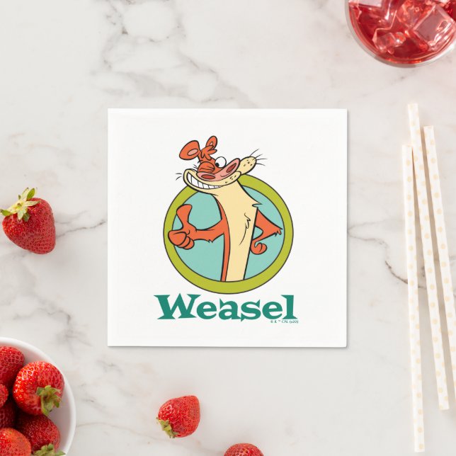 Weasel Thumbs Up Character Graphic Napkins (Insitu)