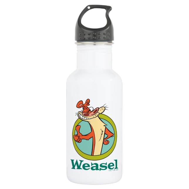 Weasel Thumbs Up Character Graphic Stainless Steel Water Bottle (Front)