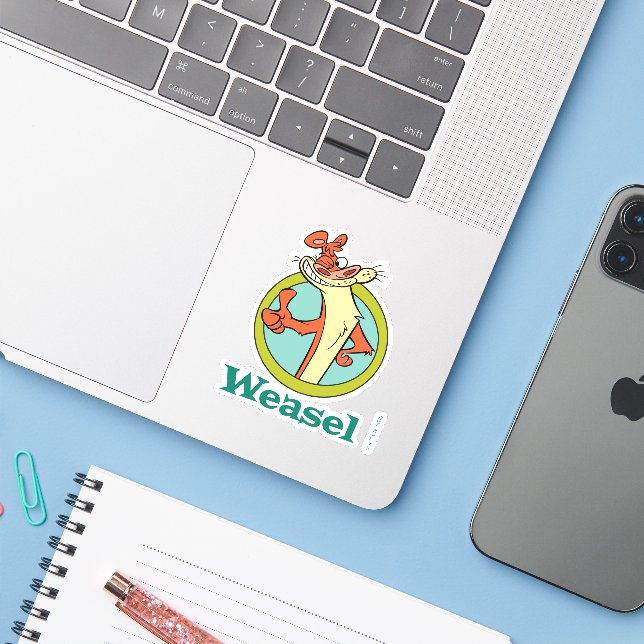 Weasel Thumbs Up Character Graphic Sticker (Laptop w/ iPhone)