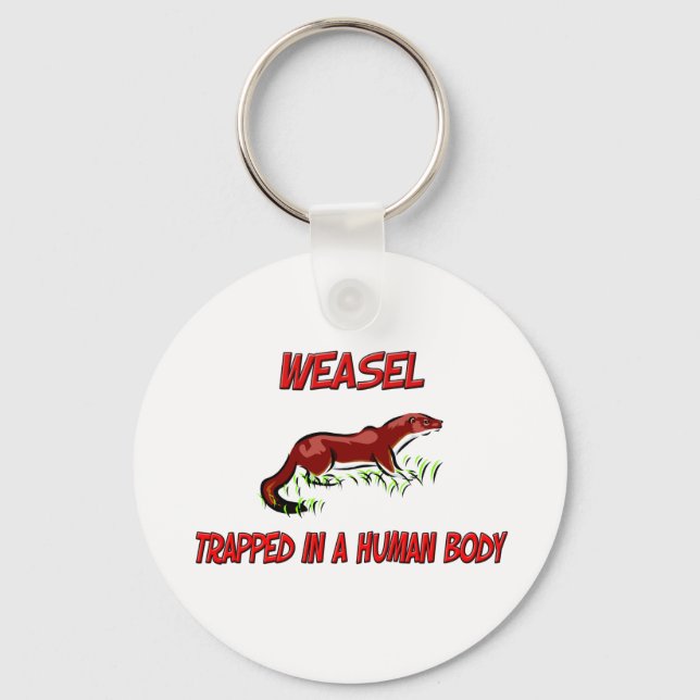 Weasel trapped in a human body keychain (Front)