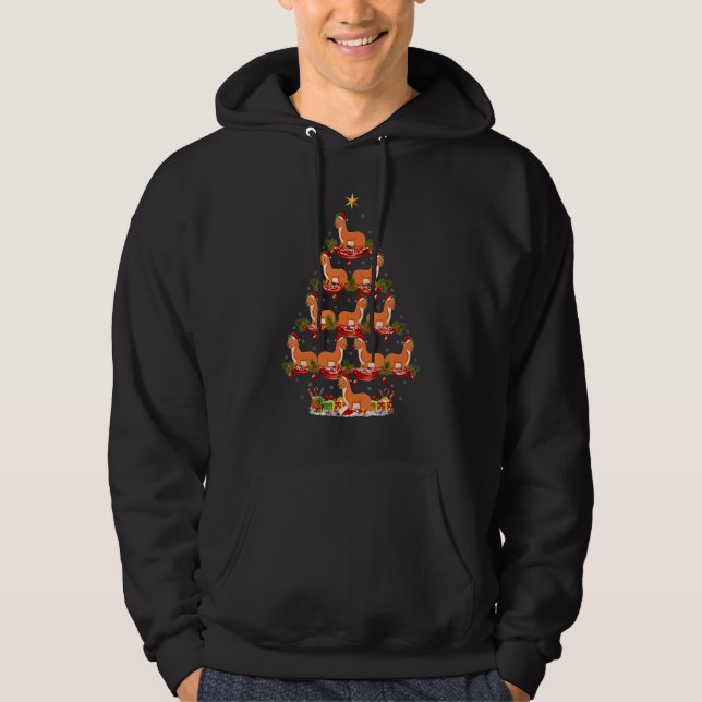 Weasel  Xmas Holiday Santa Weasel Christmas Tree Hoodie (Front)