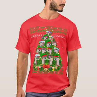 Weasel Xmas Lighting Tree Santa Weasel Ugly Christ T-Shirt
