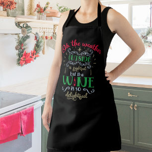 Weather and Wine Holiday Word Art Apron