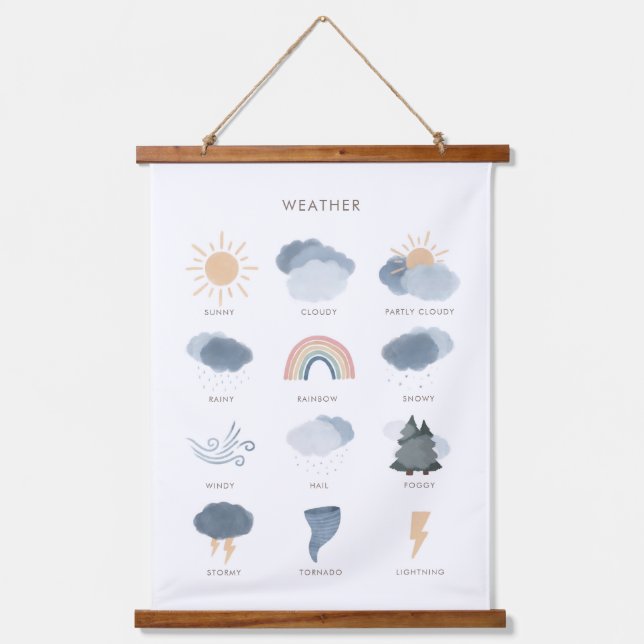 Weather Chart Educational Classroom Decor Hanging Tapestry (Front)