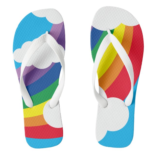 Weather Cloud, Raindrops & Rainbow Flip Flops (Footbed)