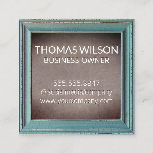 Weather Old Frame  Brown Texture Square Business Card