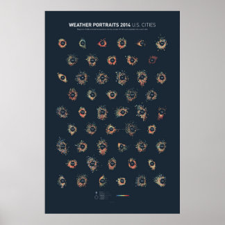Weather Portraits 2014: U.S. Cities Poster