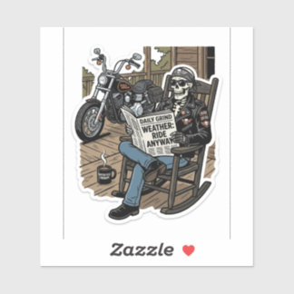 Weather To Ride Sticker — Funny Biker Skull Decal