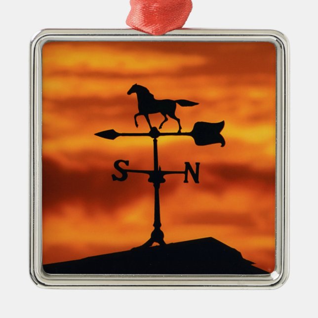 Weather Vane at Sunset Metal Ornament (Front)