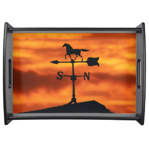 Weather Vane at Sunset Serving Tray