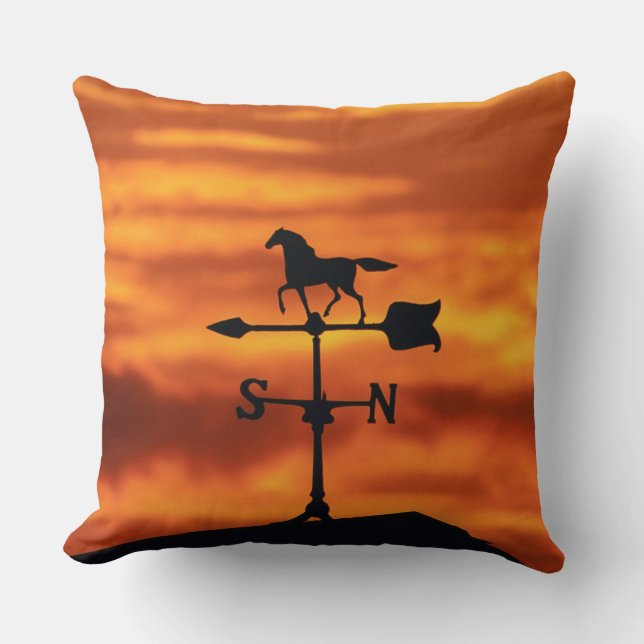Weather Vane at Sunset Throw Pillow (Front)