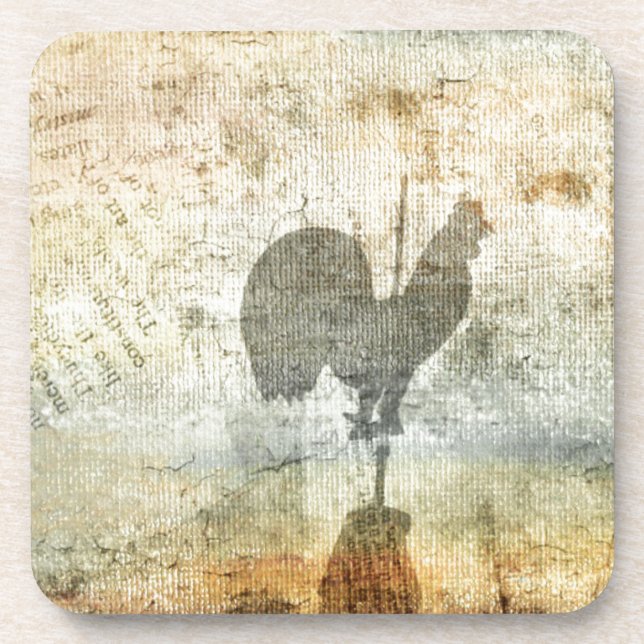 Weather Vane Rooster Beverage Coaster (Front)