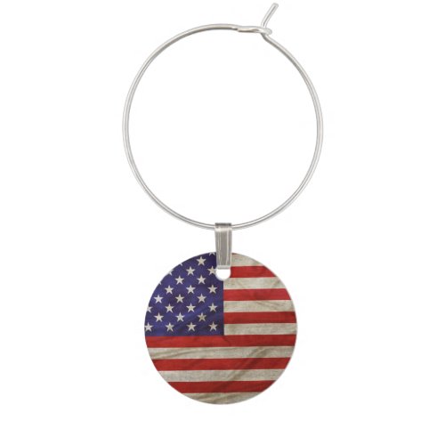 Weathered American Flag Wine Charm