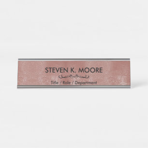 Weathered Antique Brass Gold + Blk Custom Desk Name Plate