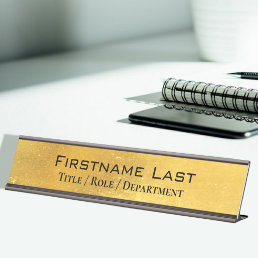 Weathered Antique Brass Gold + Blk Custom Door and Desk Name Plate