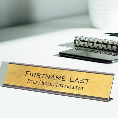 Weathered Antique Brass Gold  Blk Custom Door and Desk Name Plate