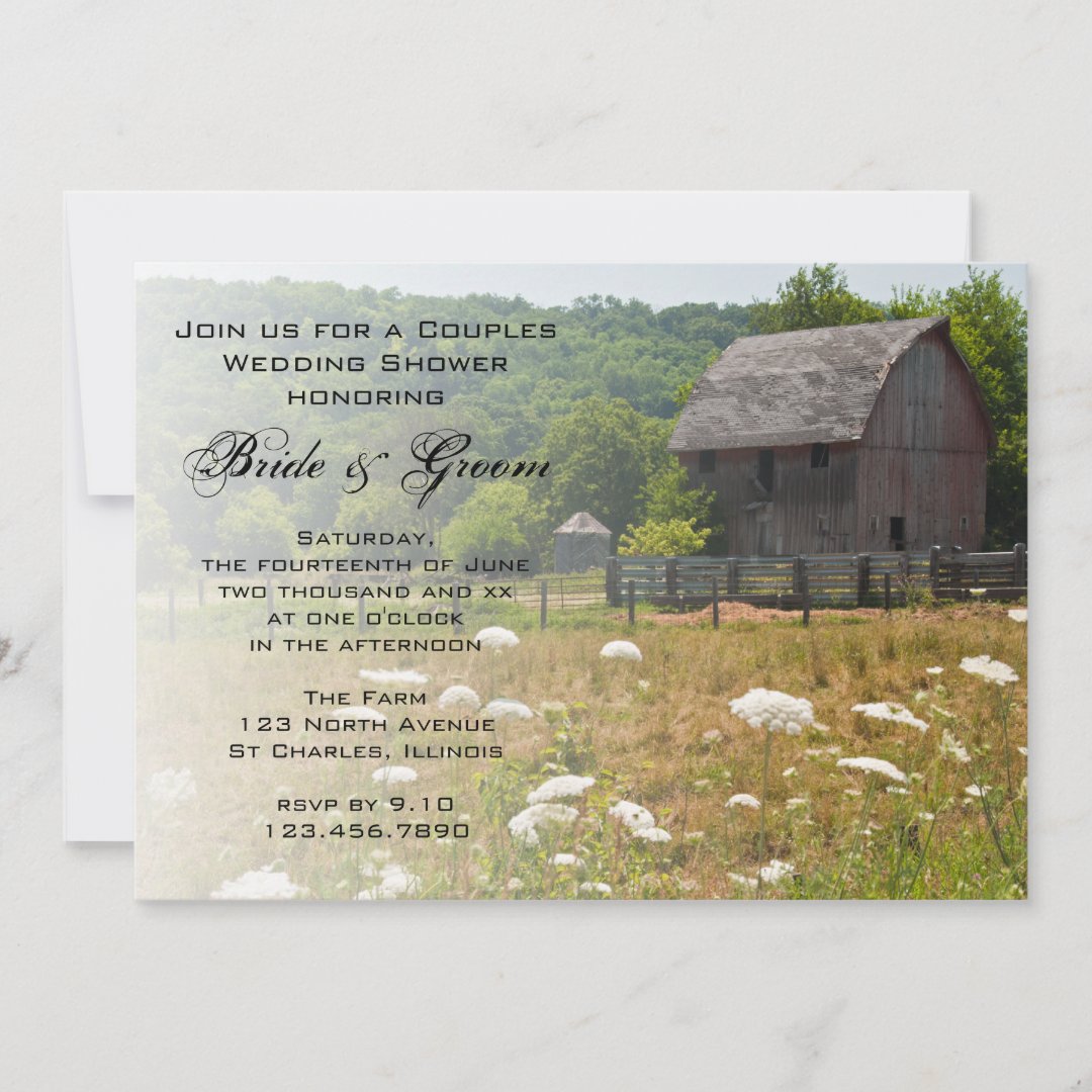 Weathered Barn Country Couples Wedding Shower Invitation | Zazzle