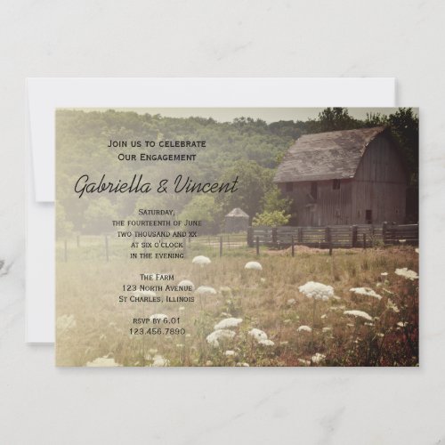 Weathered Barn Country Engagement Party Invitation