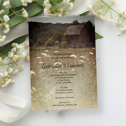 Weathered Barn Country Farm Wedding Invitation