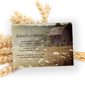 Weathered Barn Country Farm Wedding Save the Date Invitation