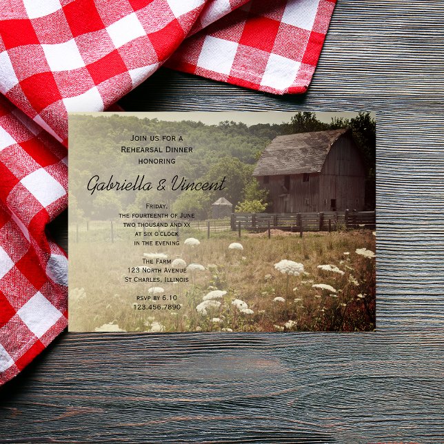 Weathered Barn Country Wedding Rehearsal Dinner Invitation (Creator Uploaded)