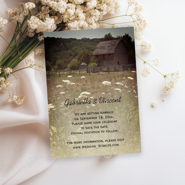 Weathered Barn Country Wedding Save the Date Invitation (Creator Uploaded)