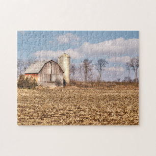 Weathered Barn & Silo in Cornfield Jigsaw Puzzle