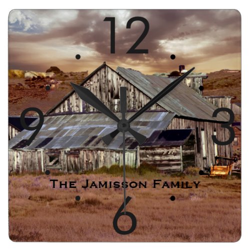 Weathered Barn w/ Storm Clouds Personalized Clock