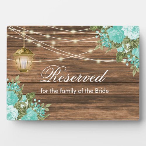 Weathered  Barn Wood _ Teal Flower  _ Reserve Plaque