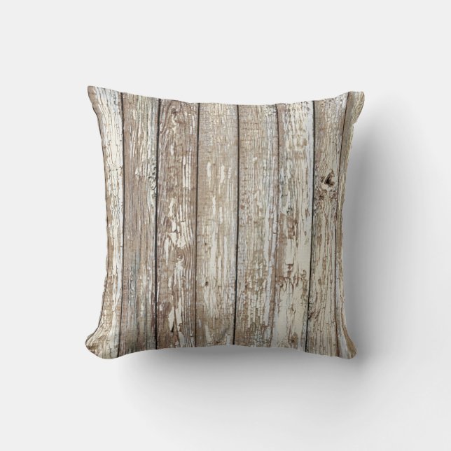 Weathered Barn Wood Throw Pillow (Front)
