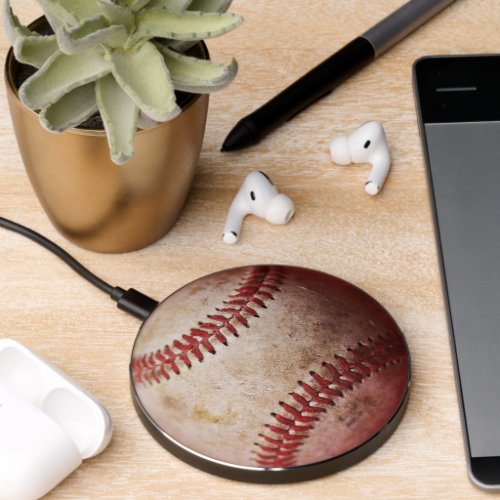 Weathered Baseball  Wireless Charger