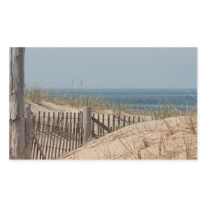 Weathered beach fence in the dunes rectangular sticker