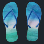 Weathered Beachy Blue Green Ocean Flip Flops<br><div class="desc">This design features a weathered ocean blue and green background. Click the customize button for options for adding text! Variations of this design, additional colors, as well as coordinating products are available in our shop, zazzle.com/store/doodlelulu. Contact us if you need this design applied to a specific product to create your...</div>