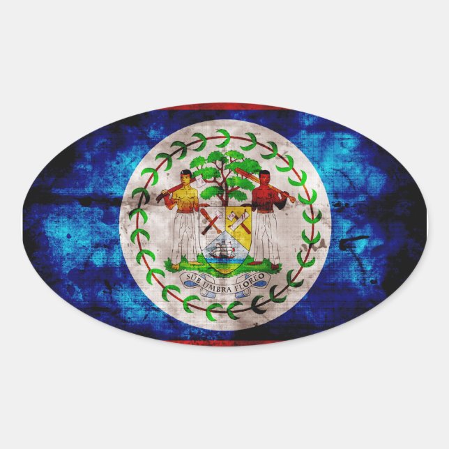 Weathered Belize Flag Oval Sticker (Front)