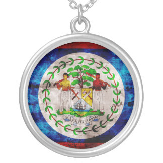 Weathered Belize Flag Silver Plated Necklace