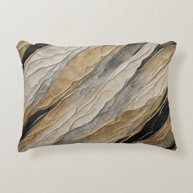 Weathered Black and Gold Stripe Accent Pillow (Front)