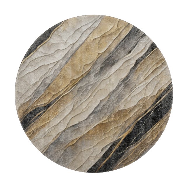 Weathered Black and Gold Stripe Cutting Board (Front)