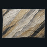 Weathered Black and Gold Stripe Kitchen Towel<br><div class="desc">Add detail to your home decor with weathered black and gold stripe design! It features a distressed crackle texture with the colors of black,  champagne gold,  gray and cream. This design would look beautiful with many interior design styles,  including mid century modern and rustic.</div>