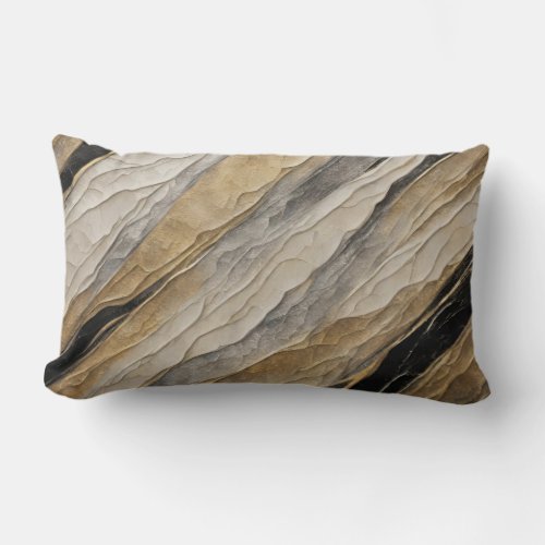 Weathered Black and Gold Stripe Lumbar Pillow