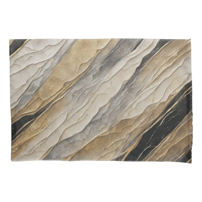 Weathered Black and Gold Stripe Pillow Case (Front)