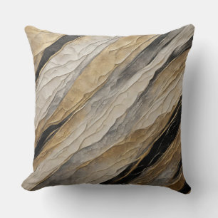 Weathered Black and Gold Stripe Throw Pillow
