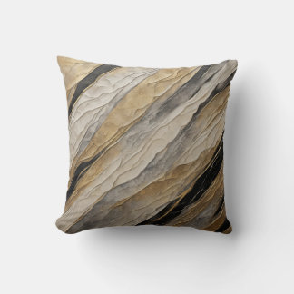 Weathered Black and Gold Stripe Throw Pillow