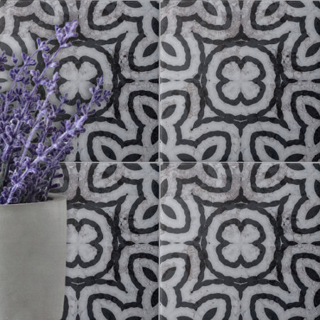 Weathered Black White Gray Marble-Look Geometric 